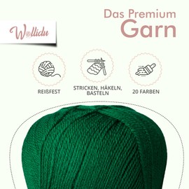 Wollidu Rika Yarn for Crochet and Knitting, 300 g / 798 m, Knitting Yarn, 100% Polyacrylic, Crochet Yarn, Grass Green