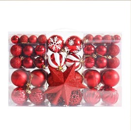 Christmas Tree Decoration,101PCS Christmas Baubles Tree Topper Set Shatterproof Xmas Ball Gold Baubles Traditional Hanging Ornament Matt Glitter Pendant Premier Decorations for Holiday Wedding Party