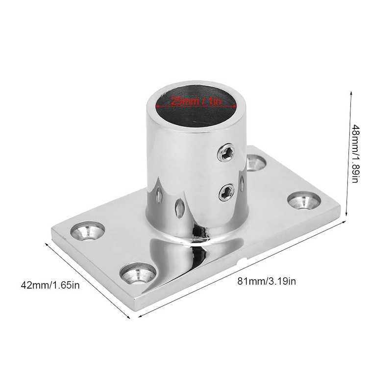 Boat Handrail Fitting Stainless Steel 316 90 Degrees Rectangular Marine