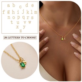 Btysun Gold Initial S Birthstone Necklace for Women - Letter S January Birthday Gift, Adjustable Garnet Necklace, 14K Gold Plated Stainless Steel, 15.7 inches