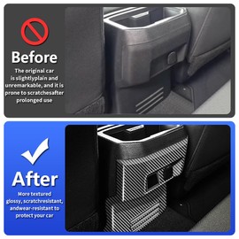 LUNQIN Car Center Console Back Anti Kick Protection Panel for Toyota Tacoma 2024 2025 Pickup Truck Auto Interior Decorations Accessories Central Control Rear Protector Trim Cover Carbon Fiber Style