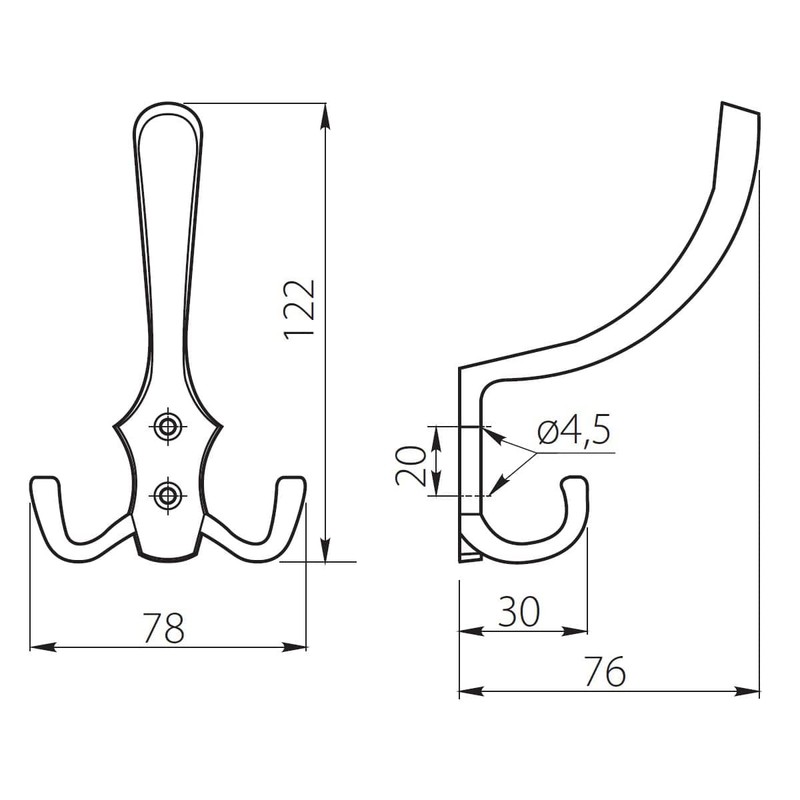 Clothes / Hat Hooks Metal Chrome Matt