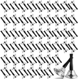 Fumete 100 Pcs Metal Ringing Bells Wedding Dinner Service Call Steel Handbells with Handle for Wedding Christmas Decors Schools Musical Percussion The Sick Elderly Alert(Silver)