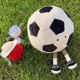 MUALML Cute Soccer Pillow Funny Soccer Ball Plush with Legs, Soft Plush Soccer Ball Sports Pillows Adorable Soccer Gift for Birthday(Soccer,11 inches)