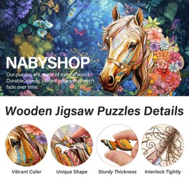 Wooden Puzzles for Adults, Horse Building Set Wooden, Irregular Wooden Puzzles Adult, Difficult Puzzle Gifts for Puzzle Lover, (XL-17.3 * 15.6in - 450pcs)