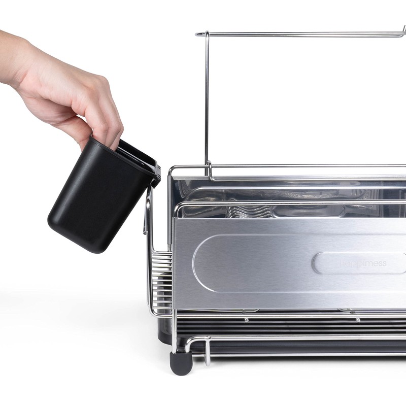 happimess DSH1000A Compact 17.25' Fingerprint-Proof Stainless Steel Dish Drying Rack,