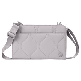 Samantha Brown RFID Travel Wallet Crossbody, Quilted Polyester, Detachable Strap, Multiple Colors (Gray)