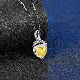praymos Heart Necklace for Women, Sterling Silver November Birthstone Necklace Cubic Zirconia Necklace Mother's Day Gifts …