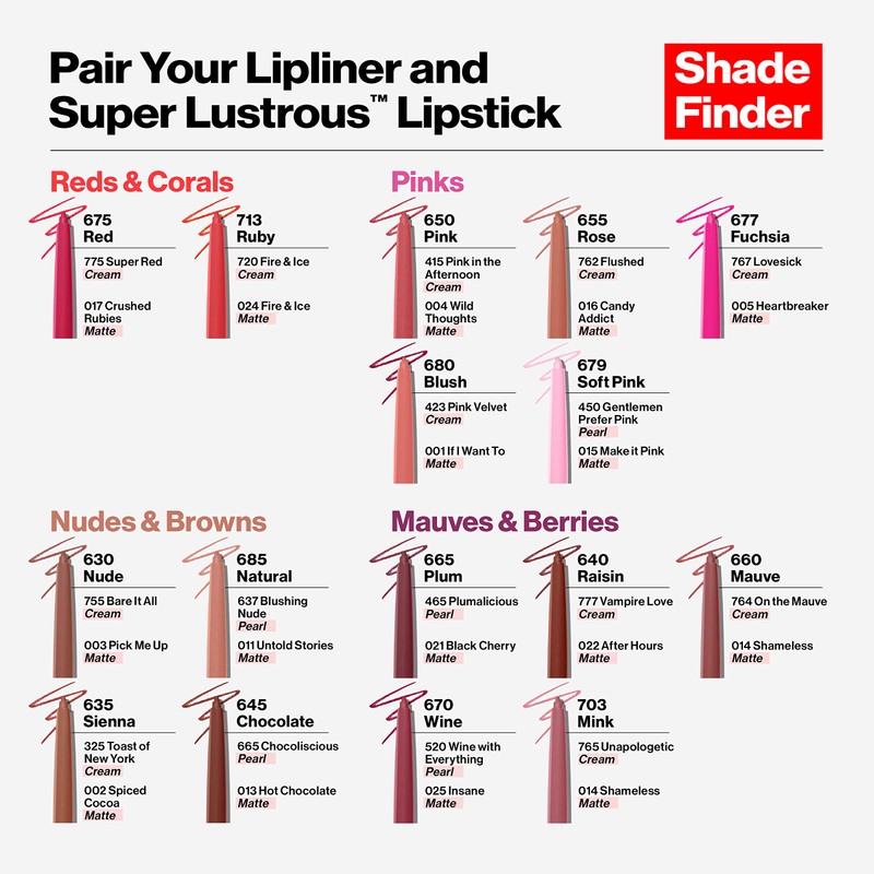 Revlon Colorstay Lip Liner Makeup with Built-In Sharpener, Longwear Rich