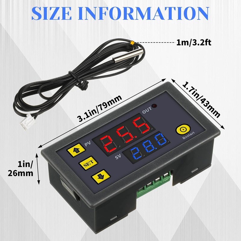 W3230 LCD Digital Thermostat DC 12V 20A Temperature Controller Meter
