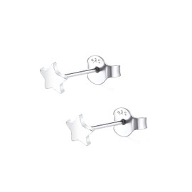 Set of 3 pairs discreet tiny 925 sterling silver 3mm star,heart,round ear studs comes boxed