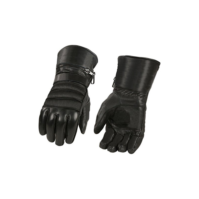 Milwaukee Leather SH232 Men's Black Leather Warm Lining Gauntlet Motorcycle