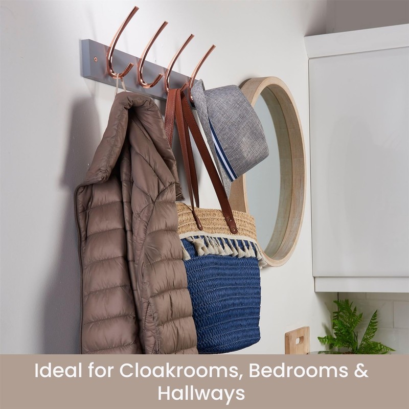 keypak 4 Double Hook Coat Rack - Polished Copper on