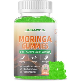 Organic Moringa Gummies for Men – Sugar-Free, Non-GMO, Chewable Superfood Supplement with Lemon Lime Flavor – 60 Count