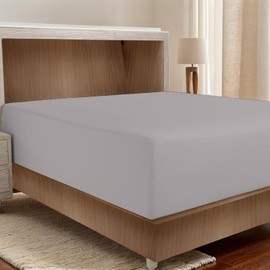 Marina Shades Queen Fitted Sheet - Silver 1000 Thread Count Egyptian Cotton - Extra Deep Pocket - 17 Inch - Cooling