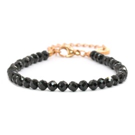 Genuine Gemstone Bracelet with Faceted 4 mm Beads – Adjustable Length – Healing Stone Protective Stone Bracelet Lucky Charm Talisman Gift, Gemstone, Faceted gemstone