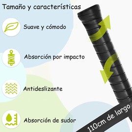 Wzenclave Cinta de Agarre para Raqueta de Tenis y 6 Cintas Antideslizantes Precortadas, Absorbente de Sudor, Protector de Empuñadura para Mayor Comodidad y Control