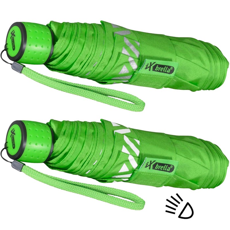 iX-Brella Mini Children's Umbrella, Safety Reflex, Extra Light, neon green