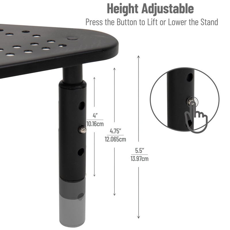 Mind Reader Triangle Monitor Stand, 40lb(18kg) Capacity, Adjustable Height, Ventilated,