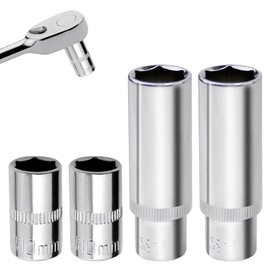 Girihe 4 PCS 10MM Socket, 10MM 1/4 Socket Cr-V Drive Sockets, 1/4 Sockets for DIY Hand-Making Repair Automotive(6-Point Metric)