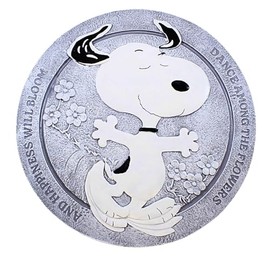 Roman Snoopy Dance Stepping Stone Peanuts, 12-inch Diameter, Resin, Stone Mix, Home, Garden, Outdoor