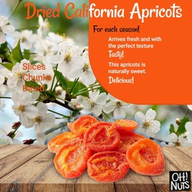 Apricots California | 8 oz - Dried Fruit | Less Sugar Added | Dehydrated Fruit Bites | Packed In New York Zip-Seal Bag For Exceptional Freshness By Oh Nuts