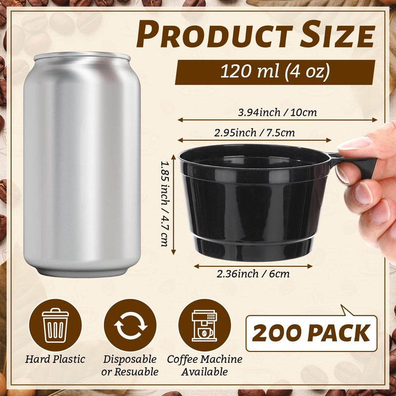 200 Count 4 oz Hard Plastic Coffee Cup Bulk Tea