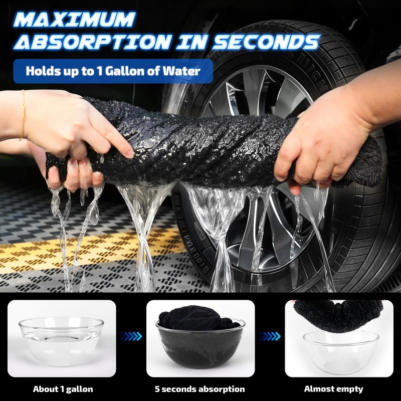 SMINDER 2-Pack 1200 GSM Car Drying Towels – Microfiber Towels
