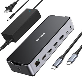 8K USB C Laptop Docking Station,Docking Station 3 Monitors with 1*HDMI, 2*DisplayPort,15 in 1 USB C Dock for Dual/Triple Monitors,6 *USB Ports,100W PD,Ethernet,SD&TF,Audio,for Dell/HP/MacBook/Lenovo