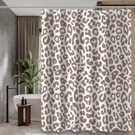 ZTTXL Leopard Cheetah Shower Curtain (72" x 72"), Dark brown Leopard Cheetah Print Shower Curtain,Polyester Fabric Print Shower Curtain Set for Bathroom with 12 Hook (Dark brown Leopard Cheetah Print)