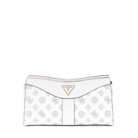 GUESS Dorys Top Zip Crossbody Bag White Logo, White logo.