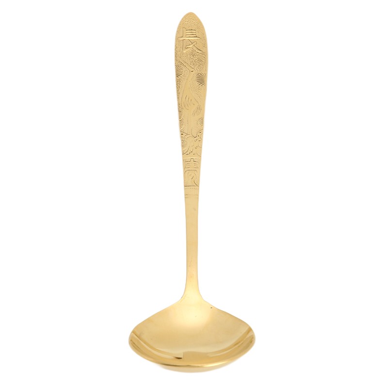 Serving Spoon Mirror Polished Brass Glossy Edges Heavy Duty Round