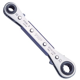 TOP PRW-3 Plate Ratchet Wrench, 4 Sizes, 0.3 x 0.4 inches (8 x 10 mm), 0.5 x 0.5 inches (12 x 13 mm), 20° Feed, Thin, Can Be Tightened, Maintenance Tool, Tsubamesanjo, Made in Japan