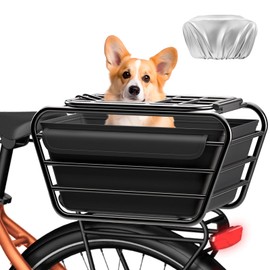 Bike Rear Basket with Liner & Waterproof Cover Large Capacity Cargo Rack