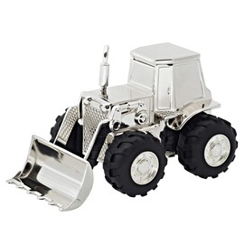 EDZARD Tractor Money Box (H 9 cm) Elegant Silver-Plated – Children's Money Box as Tractor Toy, Children's Piggy Bank, Savings Bank, Money Box for Boys – as Money Gift for Children, Men, Farmer