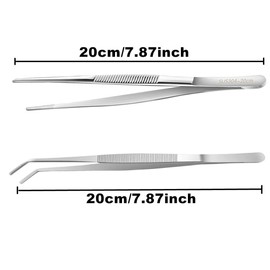 2Pcs Stainless Steel Tweezers for Kitchen, Cooking, Industrial work, Laboratory Use, Gardening (8inch/20cm)