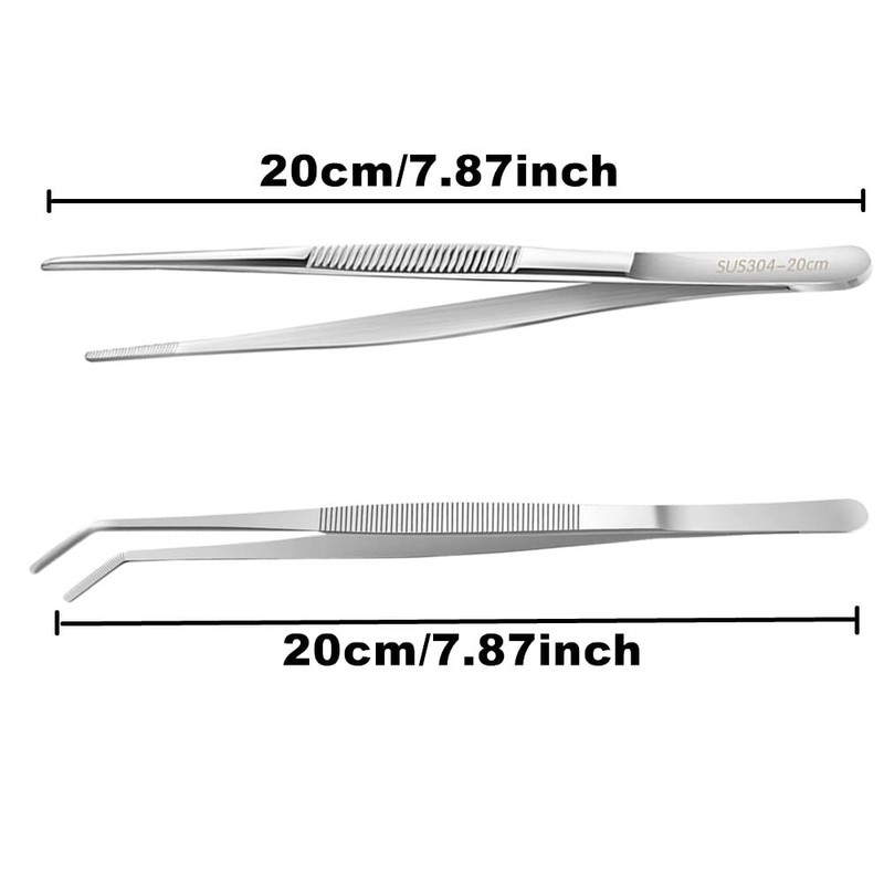 2Pcs Stainless Steel Tweezers for Kitchen, Cooking, Industrial work, Laboratory