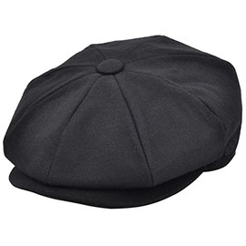 Mens Newsboy Hat in Plain Black or Navy (as8, Numeric, Numeric_7, Black)