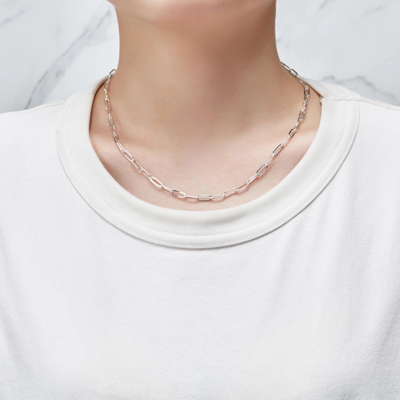 Philip Jones Silver Plated Small Link Paperclip Necklace