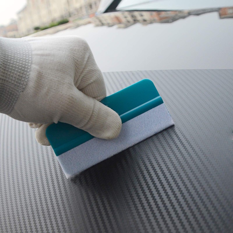 Winjun 10 Pack Blue Plastic Felt Edge Squeegee Scratch Free