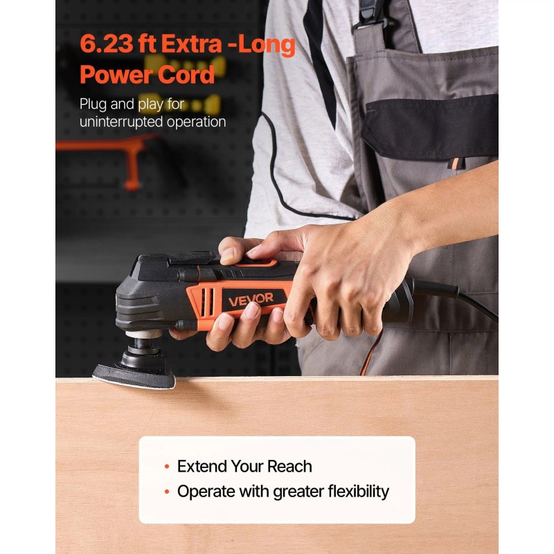 3Amps Corded Oscillating Multi Tool with 6 Variable Speeds 15000-22000