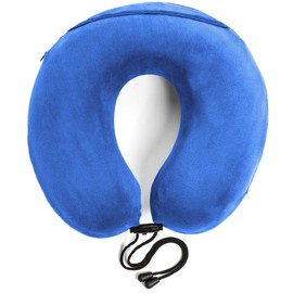 Travelrest - Therapeutic Memory Foam Travel & Neck Pillow - Washable Micro-Fiber Cover - Attaches to Luggage -- Contours Perfectly to Your Neck and Head (2-Year Warranty)