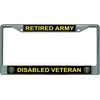 Retired Army Disabled Veteran Chrome License Plate Frame
