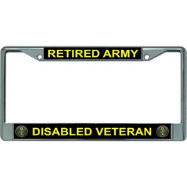 Retired Army Disabled Veteran Chrome License Plate Frame
