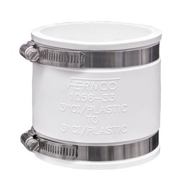 Fernco 1056-33 3-in. Flexible PVC Pipe Coupling for Cast Iron and Plastic Plumbing Connections in White