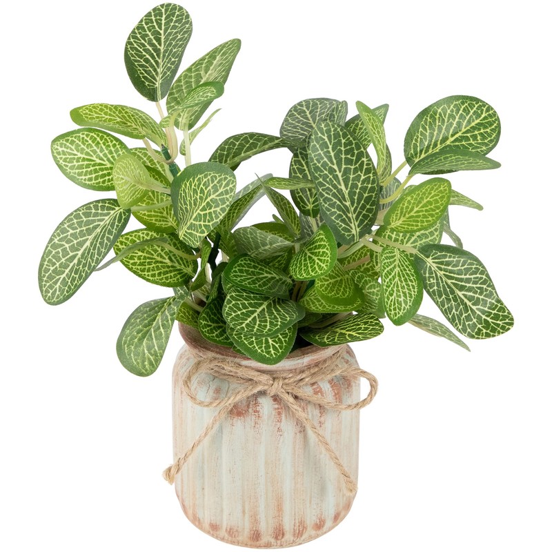 Northlight Reticulated Artificial Spring Foliage in Ceramic Pot - 8"