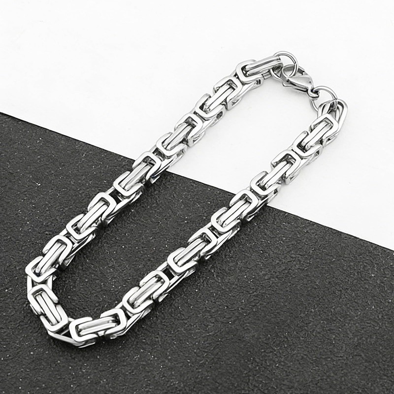 Kim Carrey Stainless Steel Bicycle Chain Bracelet for Men, 8mm