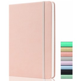 GDMLUP Polka Dot Notebook - A5 Dotted Journal with 120gsm Thick Paper, 172 Pages, Back Pocket, Elastic Band, 2 Ribbons with Marking, Premium Hardcover, Dotted Journal, Pastel Pink