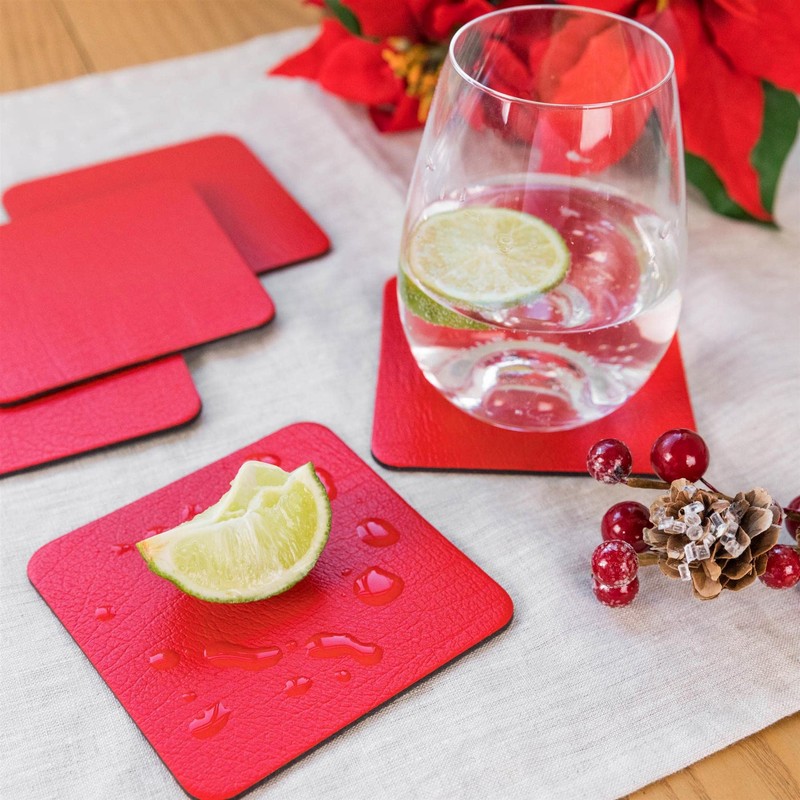 Coaster Set of 4 London Red Coasters (10cm x 10cm).