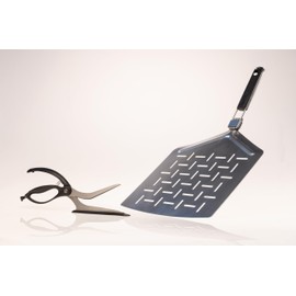 Pizza Peel 16” Perforated & Pizza Scissors Set – Foldable Stainless Steel Paddle + Sharp Pizza Shears – Non-Slip Handle – Space-Saving Pizza Oven Accessories for Home Baking & Grilling